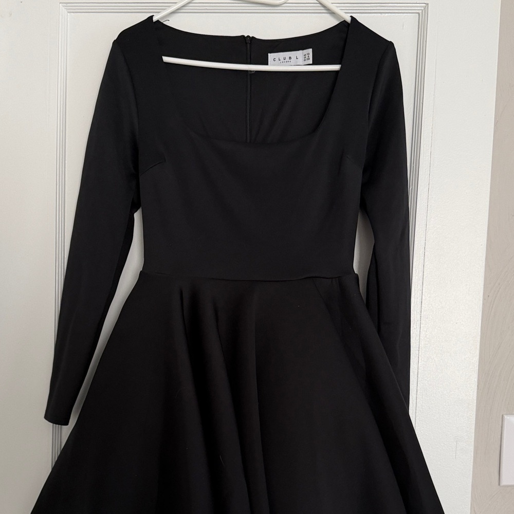Club L London Elegant Black Long Sleeve Dress